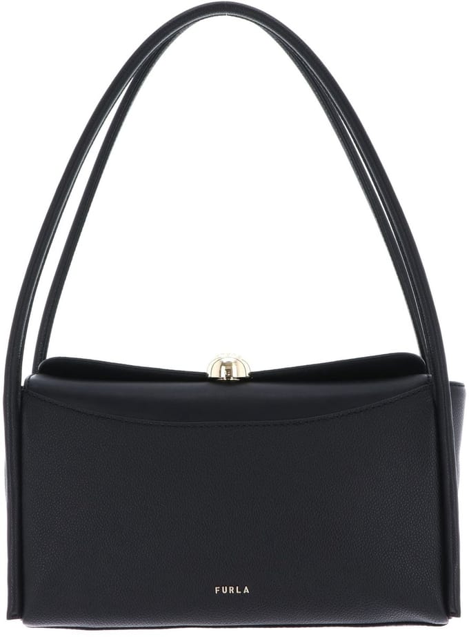 FURLA Leren schoudertas Nicole Boston Bag Nero zwart