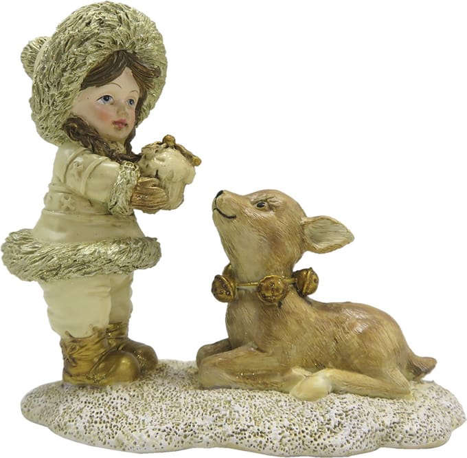 Clayre & Eef Beeld Kind 12 cm Goudkleurig Polyresin