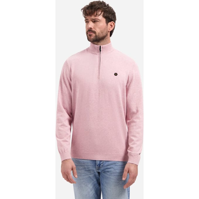No Excess Half Zip Pullover Melange Light Mauve  XL