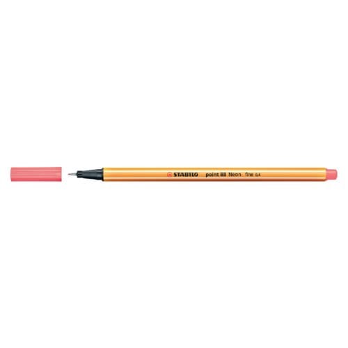 STABILO point 88 - Fineliner 0,4 mm - Neon Rood - per stuk