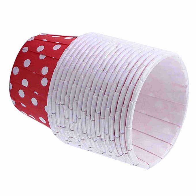 100pcs Papier Gâteau Cupcake Caissette Emballage Muffin Tasse de Cuisson pour Fête Mariage Rouge white
