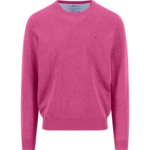 Fynch-Hatton Trui Solid Color O-Neck Superfine Cotton Malaga / male