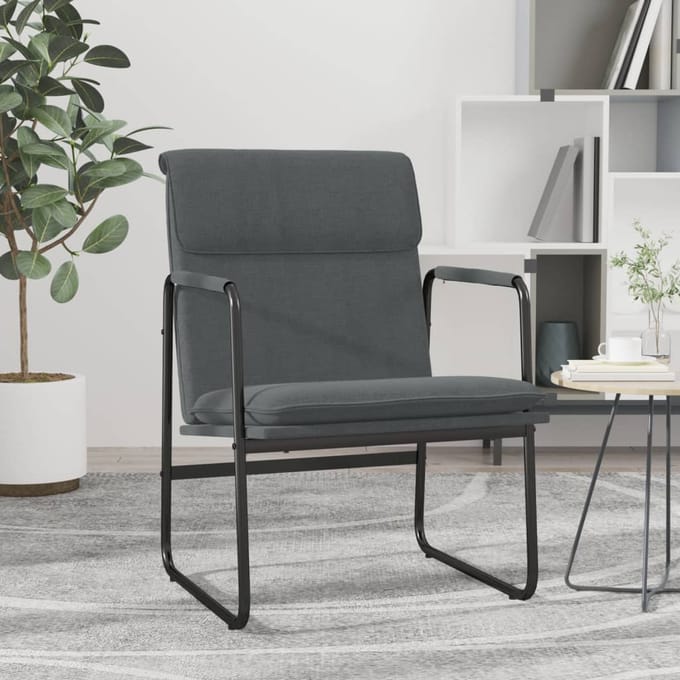 vidaXL - Loungestoel - 55x64x80 - cm - stof - donkergrijs
