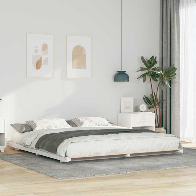 vidaXL - Bedframe - Wit - 180 - x - 210 - cm - Massief - grenenhout