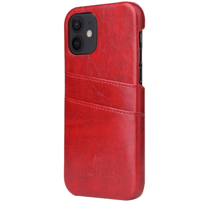 Fierre Shann iPhone 12 Mini Luxe Handgemaakt Hoesje met Pasruimte Rood