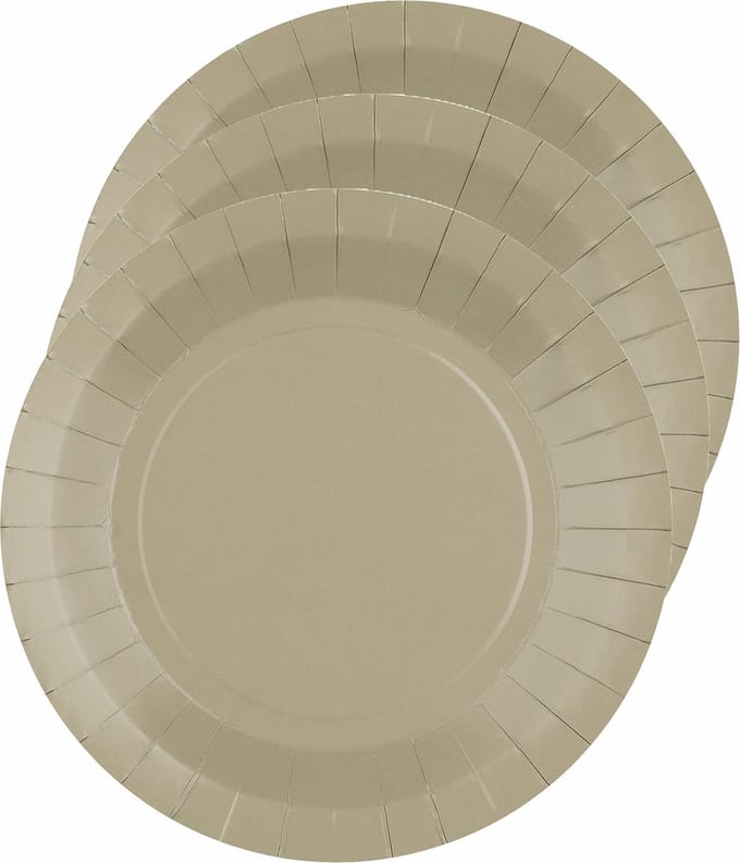 Santex Bordjes karton - 10x - rond - taupe - 22 cm - feestbordjes