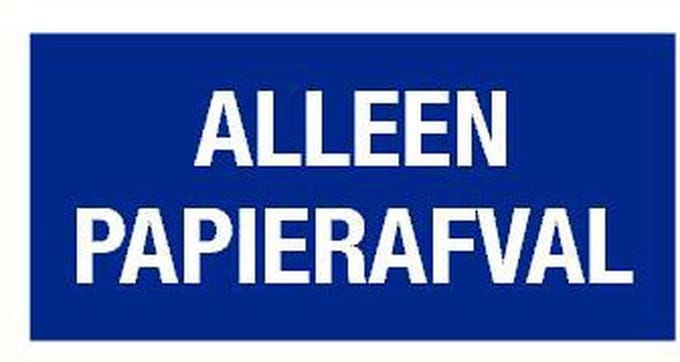 Alleen papierafval tekstbord - kunststof 200 x 75 mm