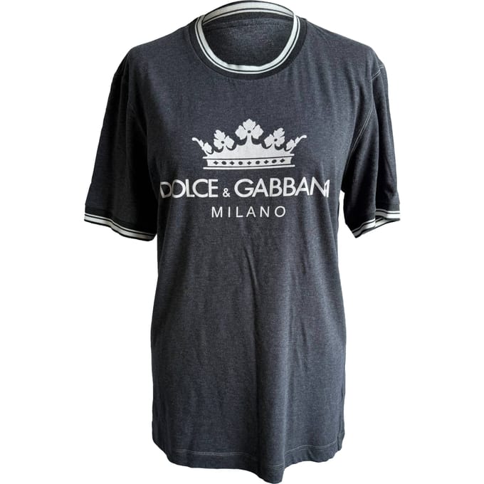 Dolce & Gabbana T-shirt met logo-print in grijs katoen