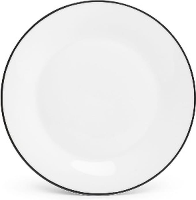 BonBistro Plat bord 20cm black rim Basic White (Set van 6)