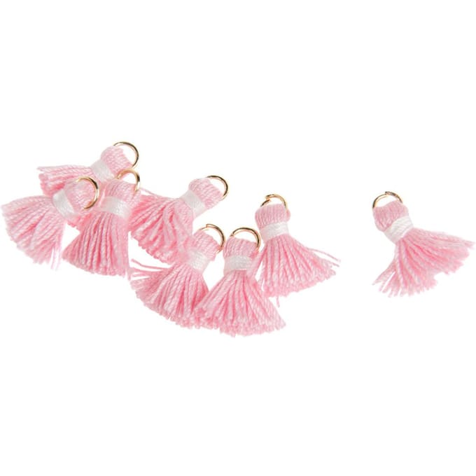 Kwastje met oogje, 8 stuks, 15 mm - Roze