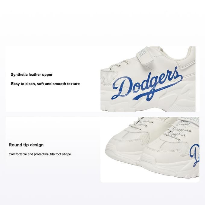 MLB Big Ball Chunky Mode Velcro Basse Top Chaussures Décontractées Baskets Enfant Blanc Cassé 7ASHC202N-07WHS 29.5 white