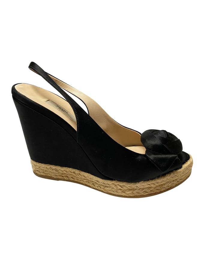 Prada Espadrille Sandalen in Zwart Zijde