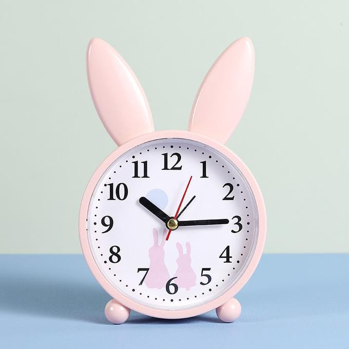 Wekker Schattige Konijn Vorm Stille Nauwkeurige Tijdmeting Klok Ornament voor Thuis Slaapkamer white