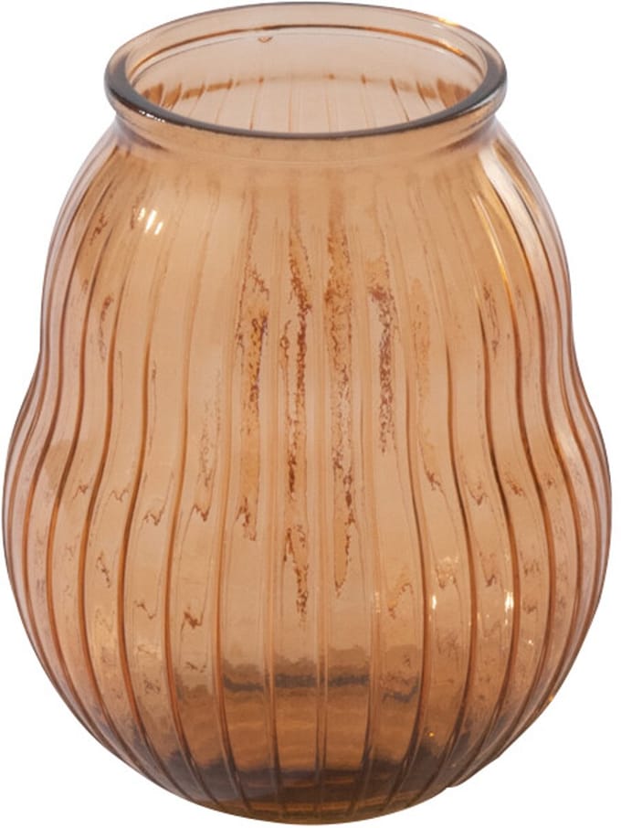 J-Line windlicht Gestreept - glas - oranje - small