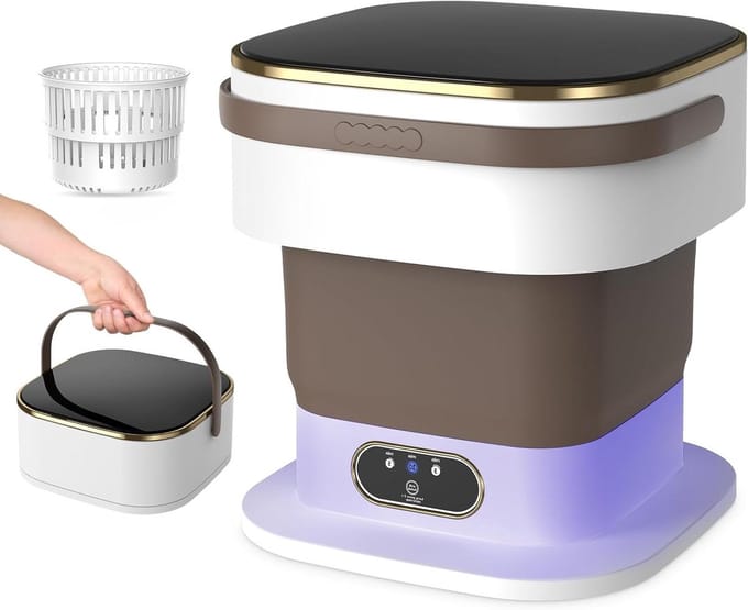 Draagbare Wasunit - Mini Wasmachine - Kleine Was - Opvouwbaar Ontwerp - 15 Liter - Kaki