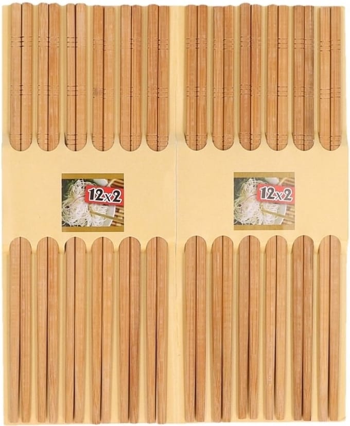 24x stuks luxe Sushi eetstokjes donker bamboe hout - Aziatisch eten accessoires