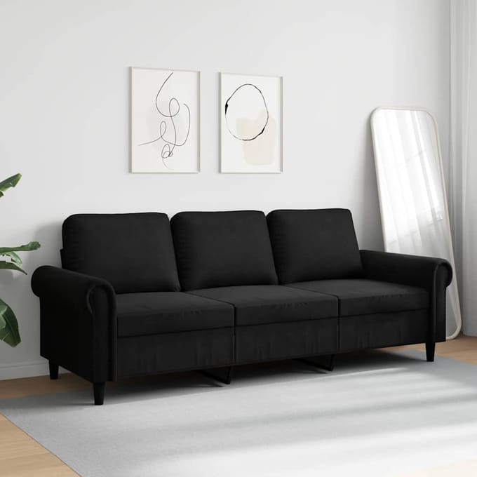 vidaXL - Driezitsbank - 180 - cm - fluweel - zwart
