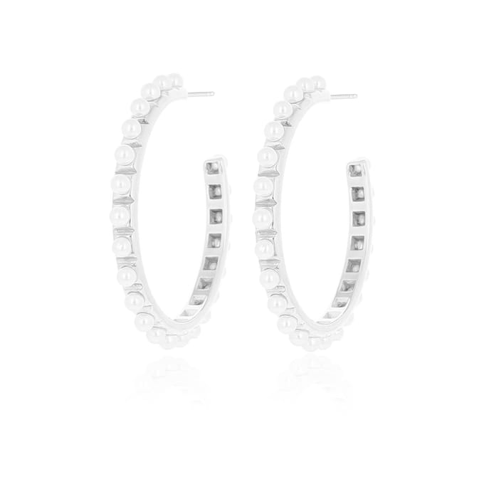 Silver coloured earrings with pearls