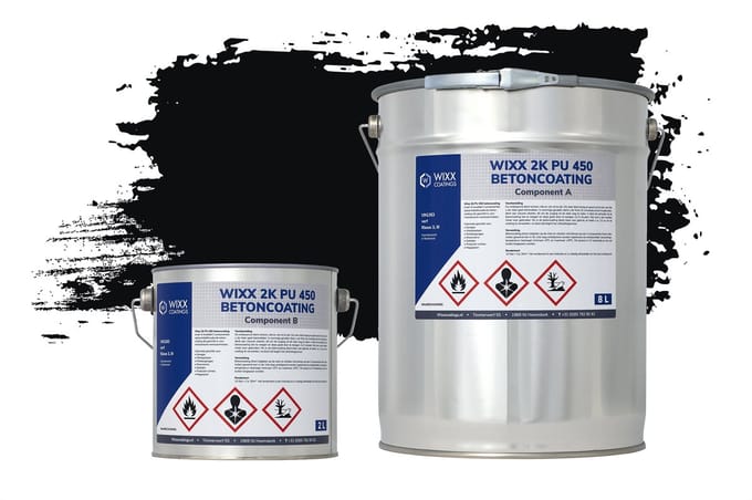 Wixx 2K PU 450 Betoncoating - 5L - RAL 9005 | Gitzwart