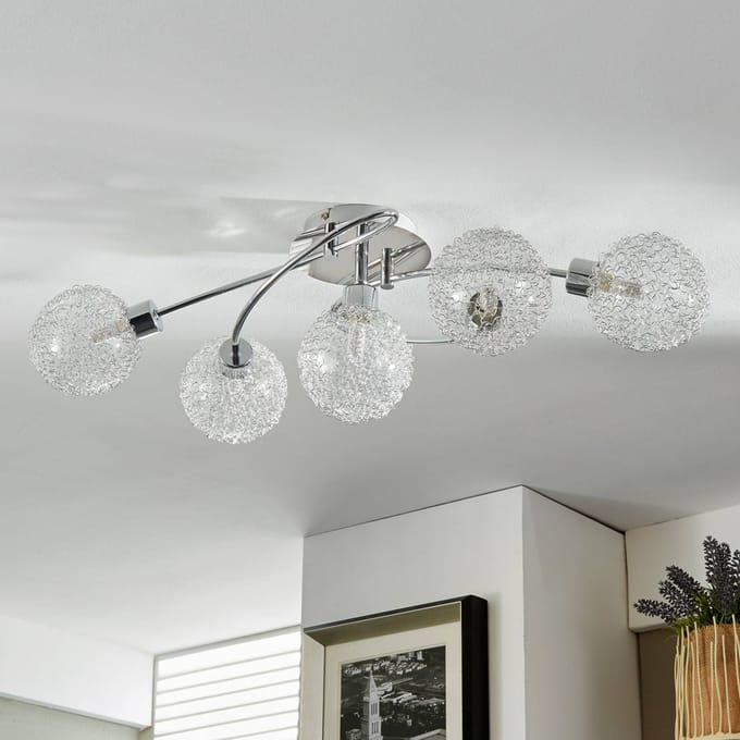 Lindby - plafondlamp - 5lichts - Metaal, glas - H: 30 cm - G9 - zilver, chroom