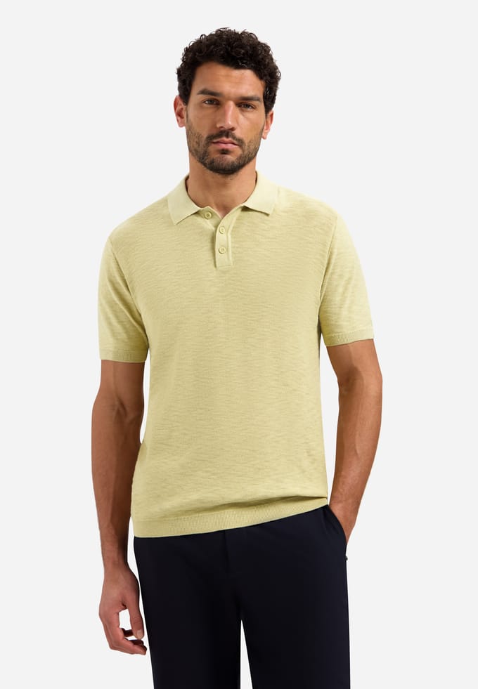 No Excess Polo Pullover Short Sleeve Slub Yellow  M