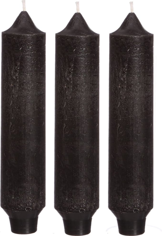 Palermo kaarsen set 3 stuks dia. 3.5 x H 17 cm zwart Hortus