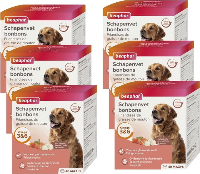 Beaphar Schapenvetbonbons Zalm - Hondensnacks - 6 x Medium