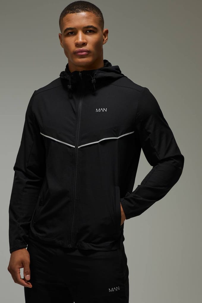 Heren Actieve Hardloop Ripstop Ventilatie Windjack | Black | Size Large