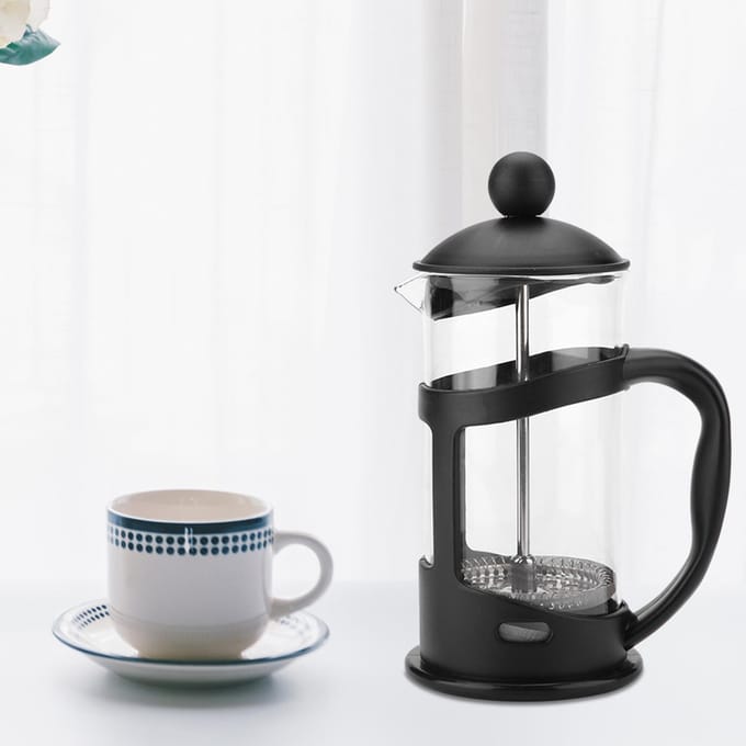 Cafetière à piston portable en acier inoxydable et verre, pour la maison ou le bureau(350mL)