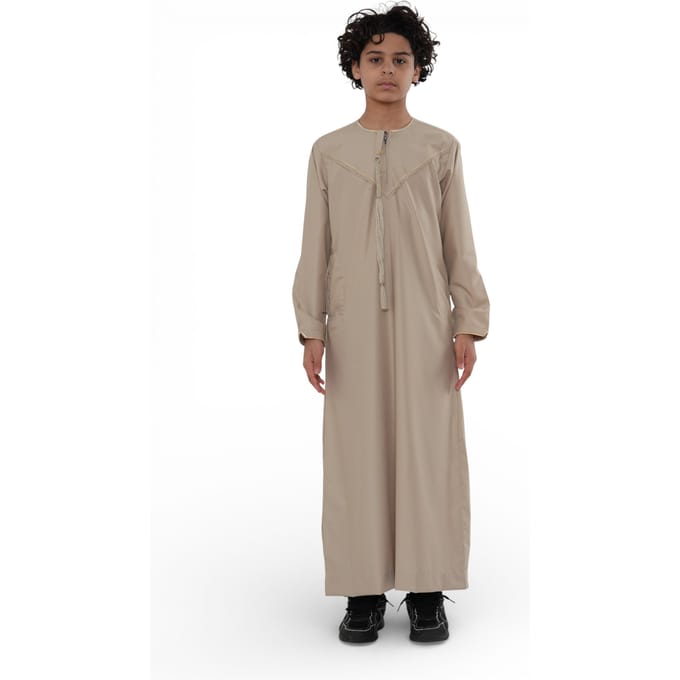 Kinderen Jongens Ramadan Beige Marokkaanse Jubba Robe Djellaba Eid Thobe - K-TT-006