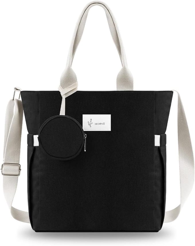 Allecta - Zwarte Draagtas voor Dames voor School, Winkelen, Reizen en Werk