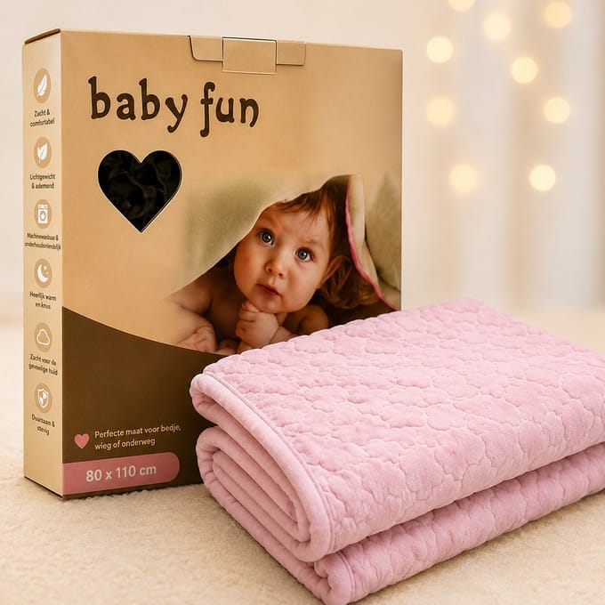 Baby Slaapdeken 80×110 cm –Roze, Dubbelzijdig