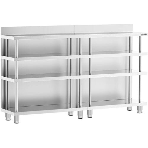 GGM Gastro Bar-Arbeitstisch - Edelstahl - 1800x400mm - mit 4 Ablagen
