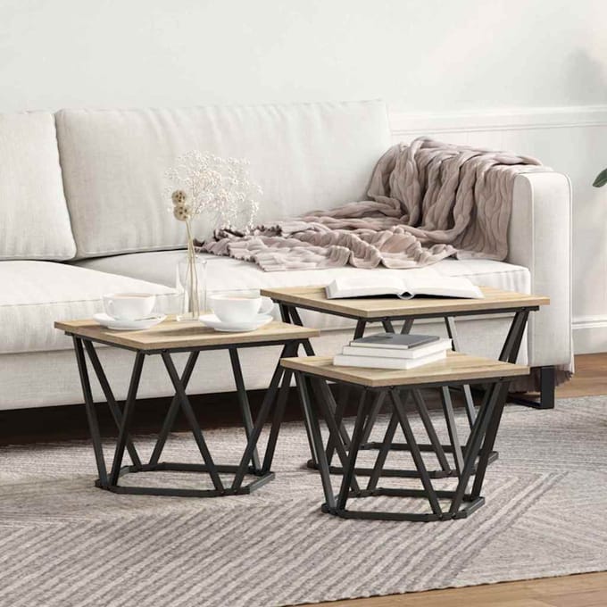 vidaXL - Salontafel - 3 - st - Sonoma - Eik - 50 - x - 50 - x - 40 - cm