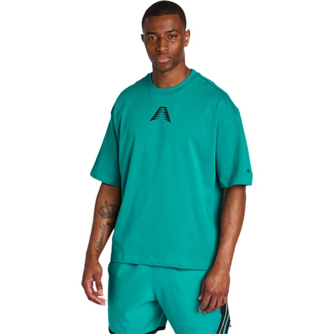 Adidas Anthony Edwards T-shirts Heren - Groen - Maat M - Katoen Jersey