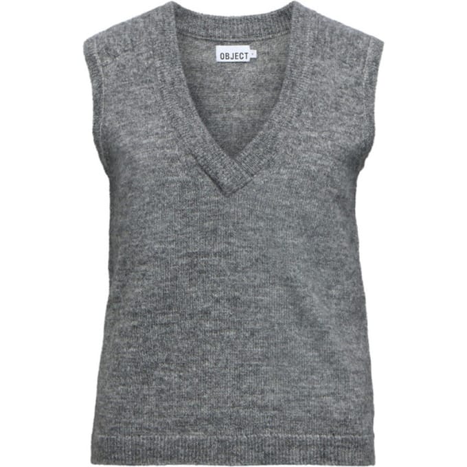 Object objdenisi s/l re knit vest noos 23049215 medium grey melange