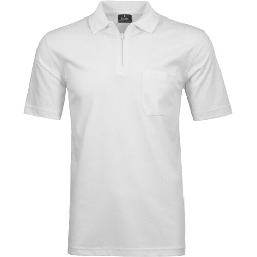 Ragman Uni Easy Care Zipper Poloshirt Pima Cotton Mix Wit / male