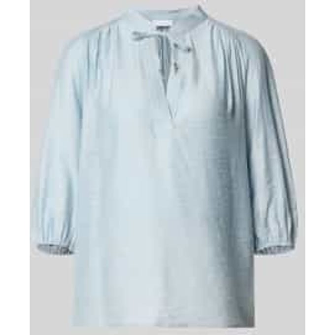 regular fit blouse met vetersluiting en 3/4-mouwen