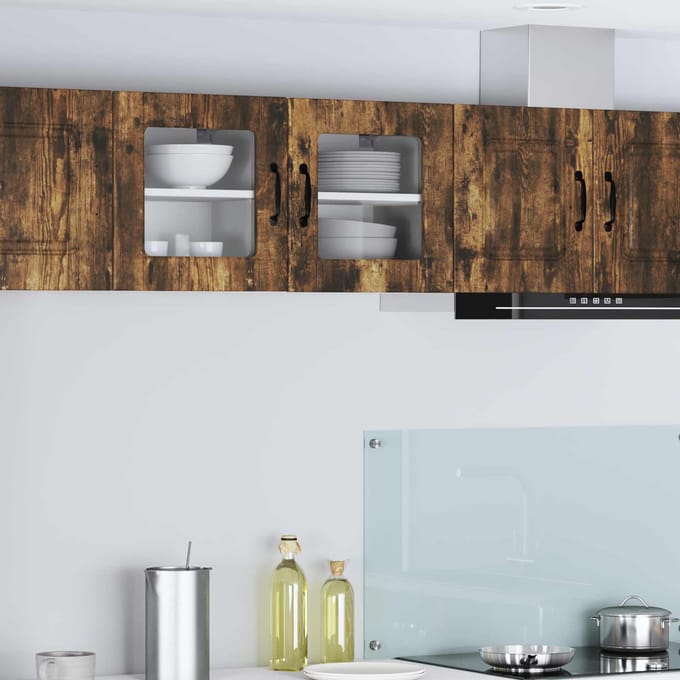 vidaXL - Wandglaskast - PORTO - 2 - st - Gerookt - eiken - 40 - x - 31 - x - 40 - cm