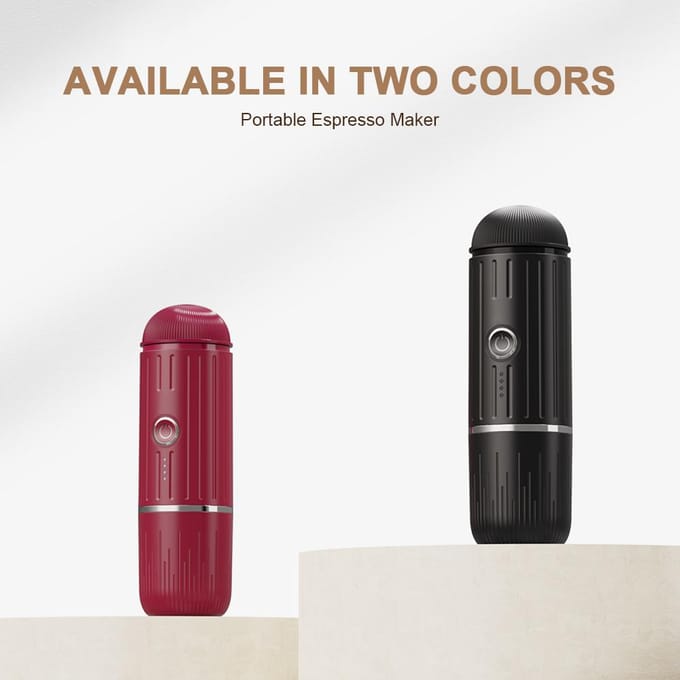 Cafetière électrique portable compatible dosettes NS et café moulu 19 bars 100W sans fil rouge