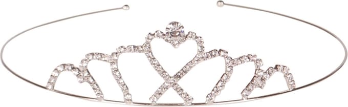Kindertiara zilverkleurig met strass hartvorm