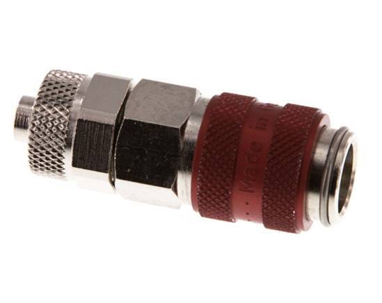 Vernikkeld Messing DN 5 Rood Luchtkoppeling Snelkoppeling 6x8 mm Push-On Double Shut-Off - CLS5-N-BN-RED-SV-6