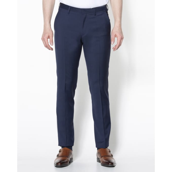 Roy Robson Broek Super 100's Fine Structure Donker Blauw / male