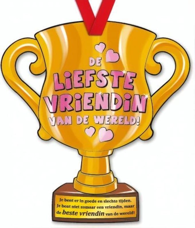 Paper Dreams Trofee Liefste Vriendin van de Wereld – 33 cm - Karton Goud