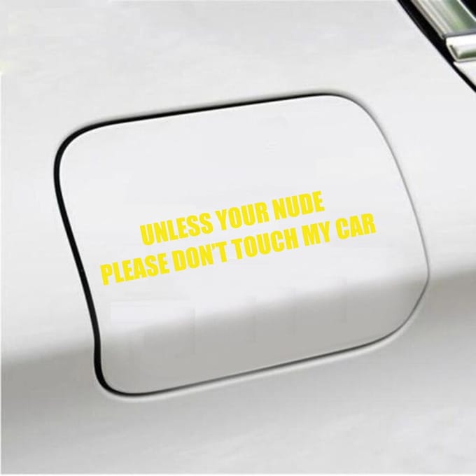 Bumpersticker - Unless Your Nude - 3,5 X 18,5 - Geel
