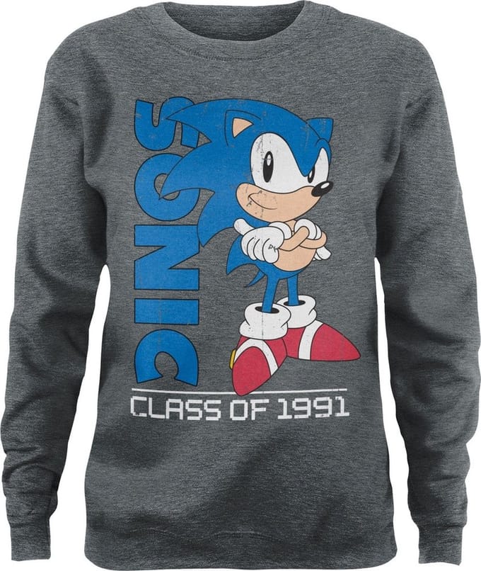 Sonic The Hedgehog Class Of 1991 Girly-sweatshirt voor dames, heather medium grey