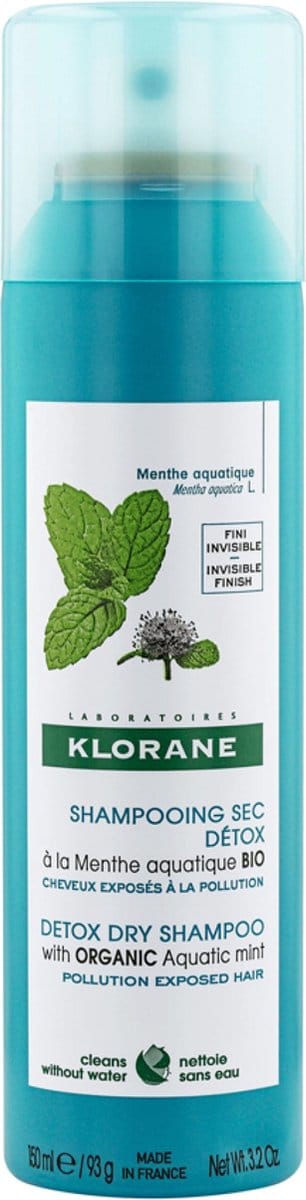 Klorane Haar Anti-Pollution Droogshampoo Shampooing sec Menthe aquatique BIO 150 ml