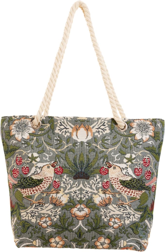Handtas - Boodschappentas - Beach tas - Strand tas - Strawberry Thief Grey - William Morris
