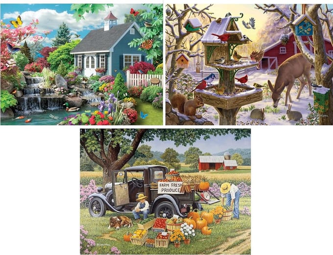 Legpuzzel Set - Puzzel Volwassenen - Ontspanning Thuis - Drie Landschapsthema's - 38x48 cm - Meerkleurig