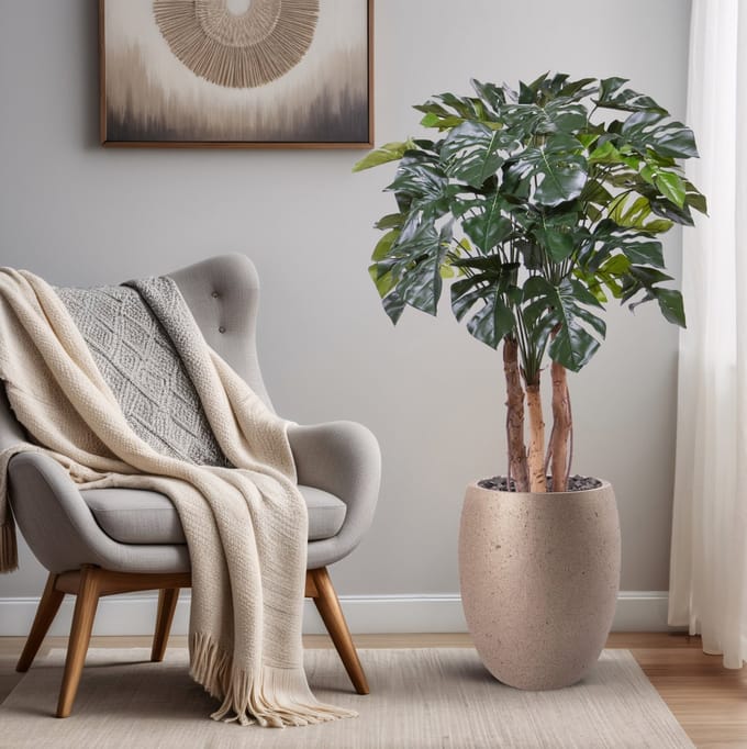 Monstera Kunstplant Deluxe 120cm op stam